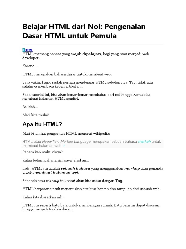 Belajar HTML Dari Nol | PDF