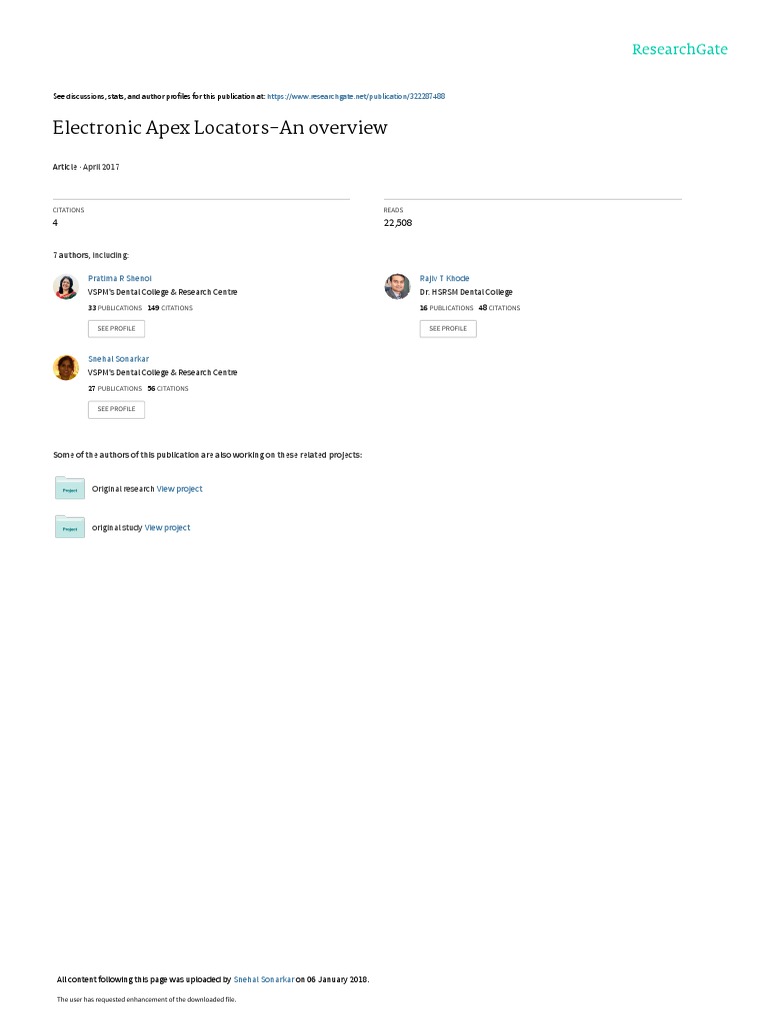 Electronic Apex LocatorsAn Overview April 2017 Download Free PDF