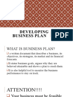 Developing Business Plan. PT