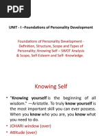 UNIT - I - Foundations of Personality Development