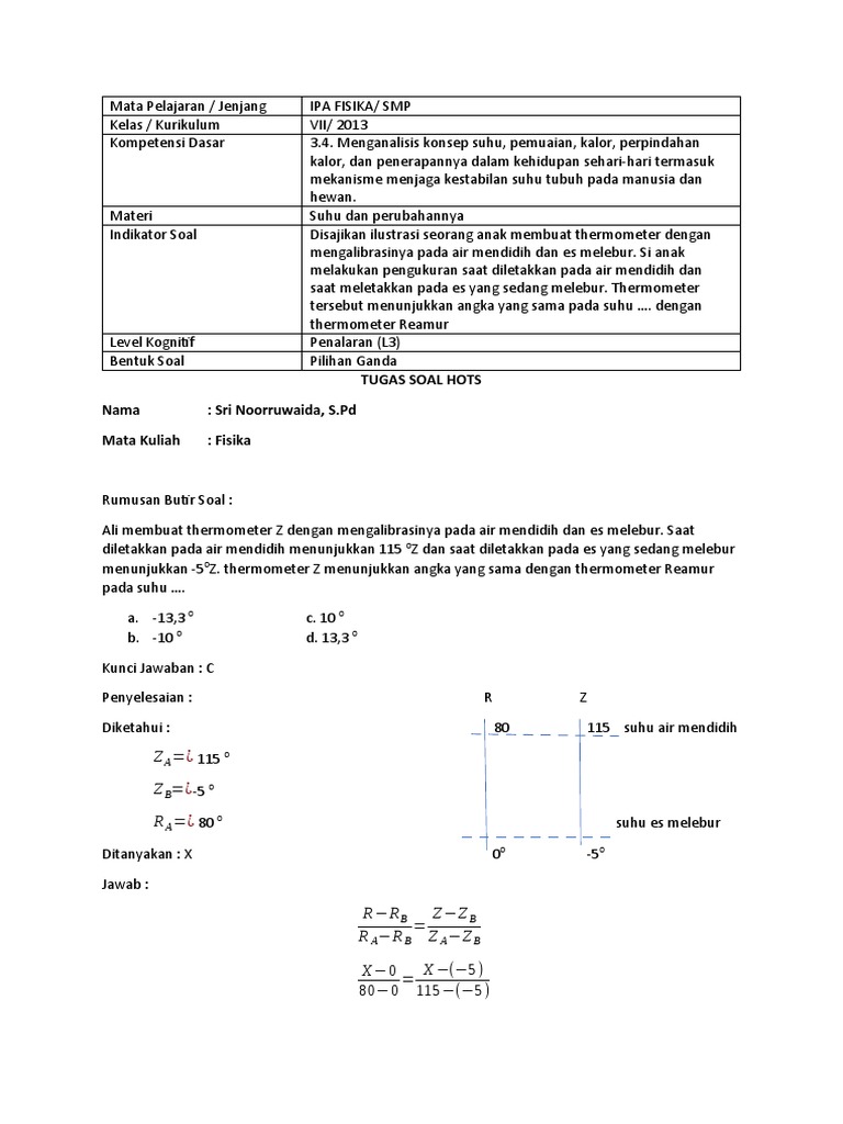 Contoh Soal Hots Suhu Dan Kalor Pdf