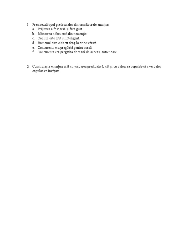 Verbele Copulative Exercitii | PDF