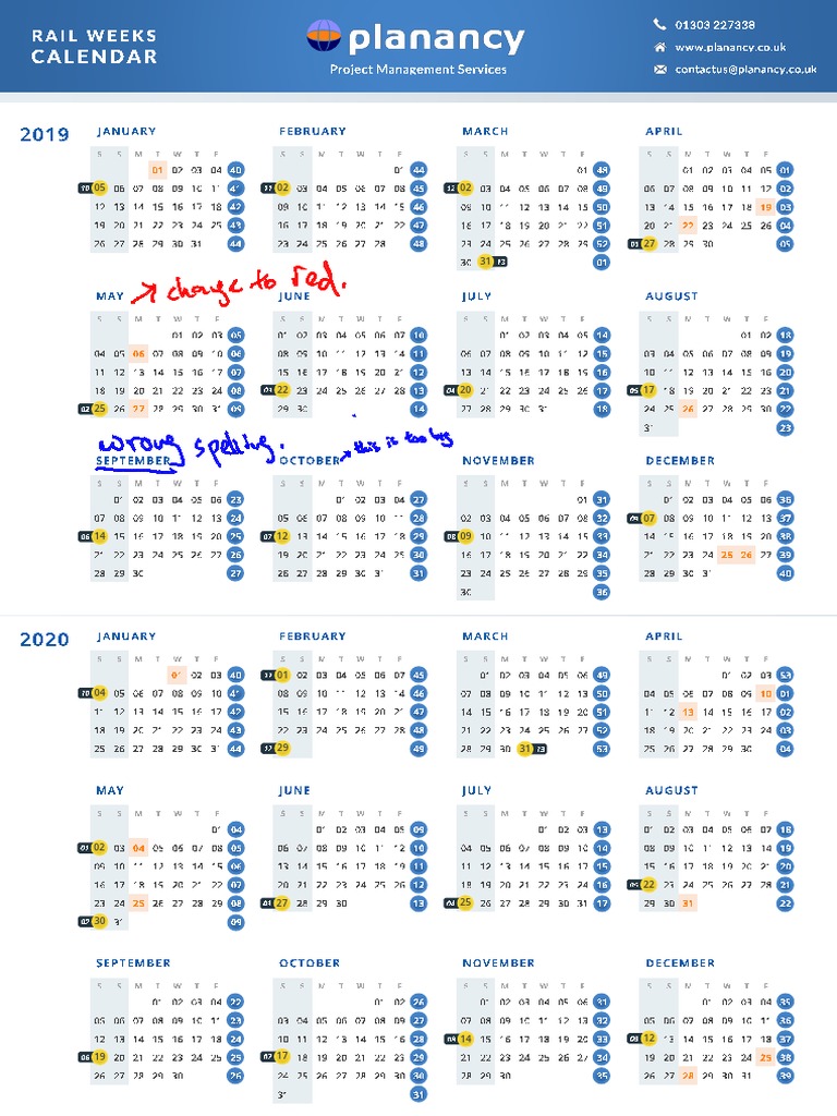2019 2021 Rail Weeks Calendar PDF