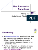 Use Piecewise Functions: Activity 1.3 Springboard, Algebra 2