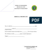 Medical Certificate: Republic of The Philippines