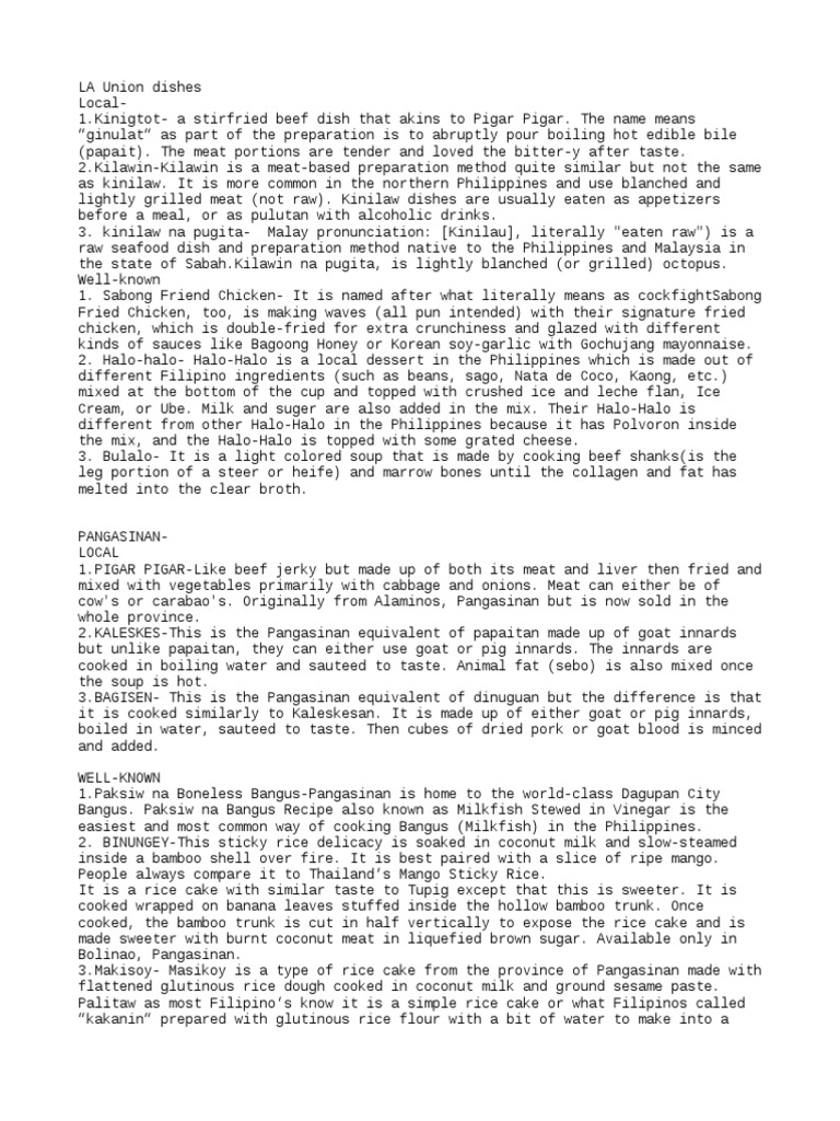Delicacies of La Union and Pangasinan | PDF | Offal | Eating Behaviors ...