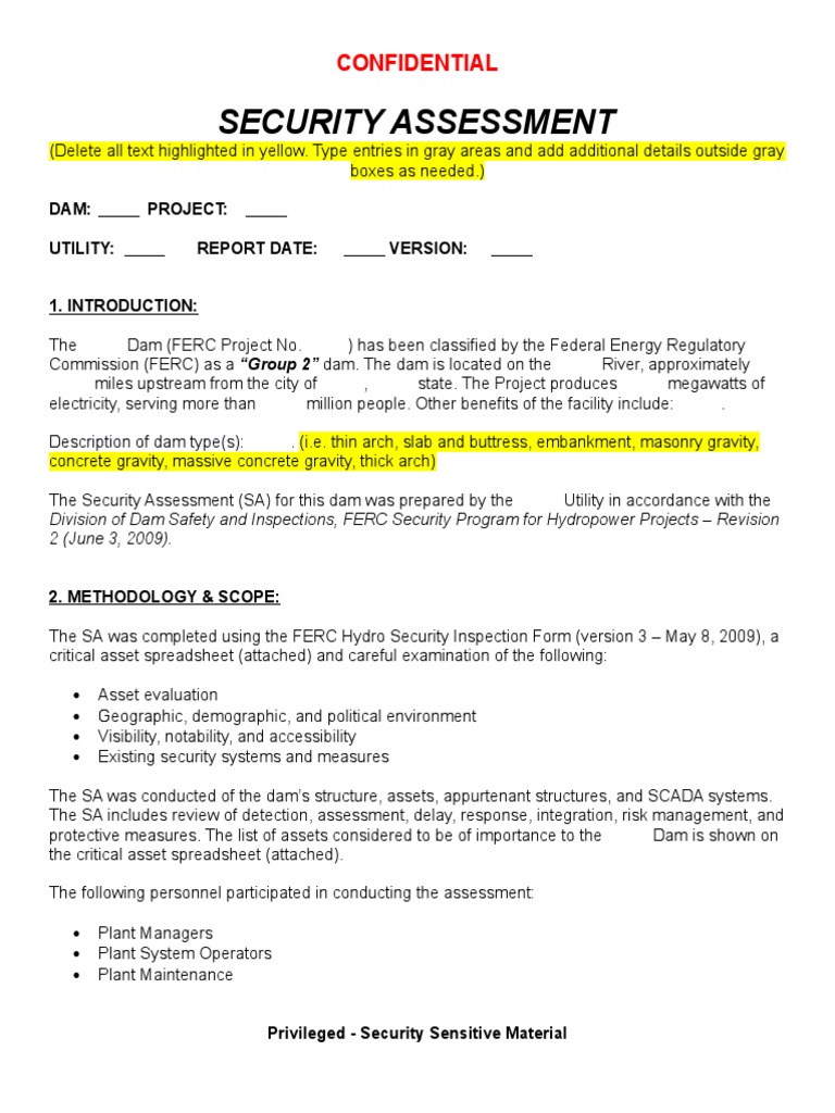 Security Template | PDF | Physical Security | Dam