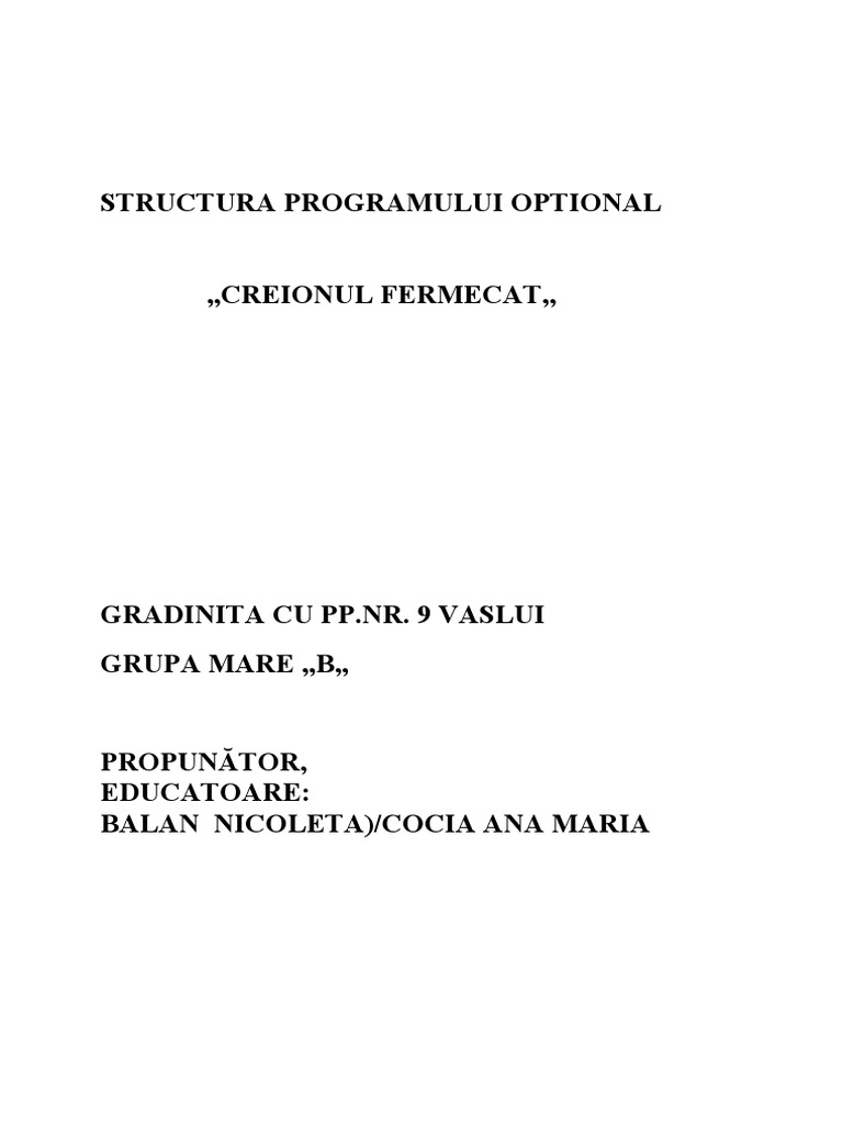 Structura Programului Optional | PDF