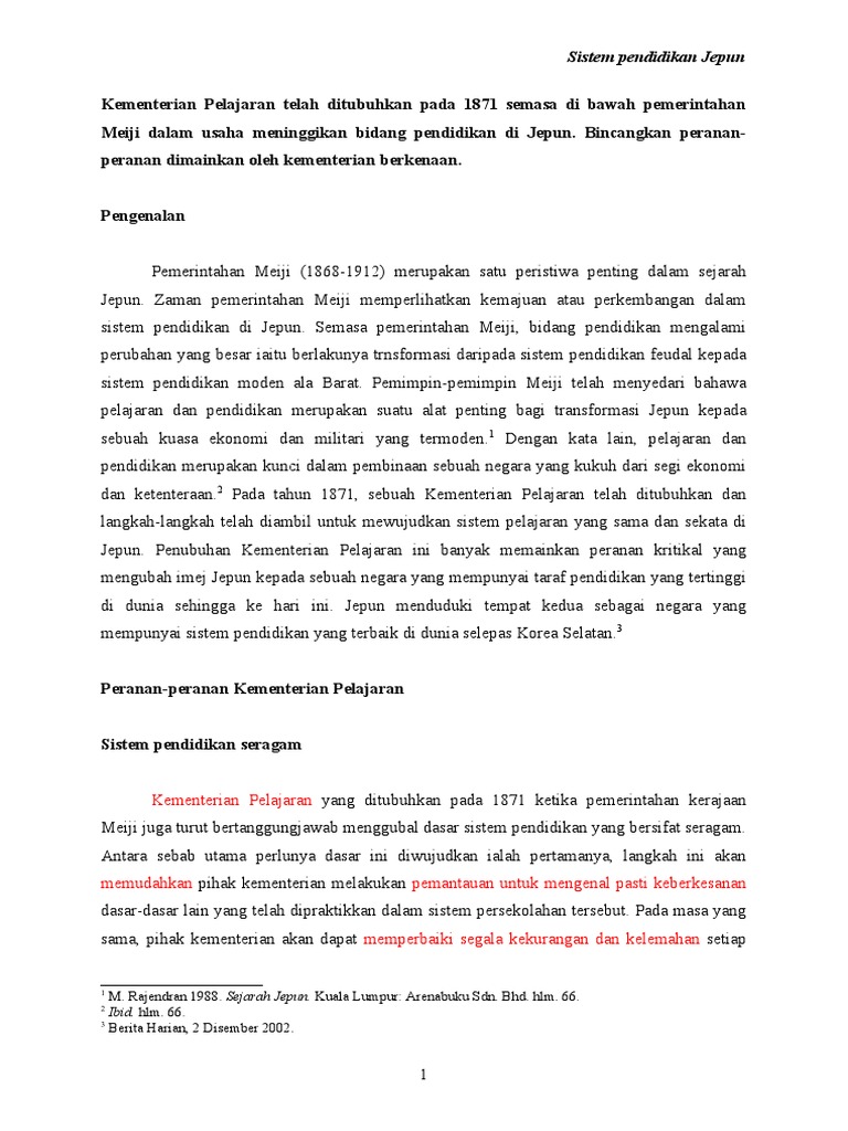 Sistem Pendidikan Jepun Semasa Pemerintahan Meiji Pdf