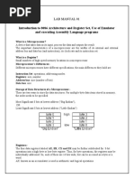 Introduction To 8086 Architecture and Register Set, Use of Emulator and Executing Assembly Language Programs