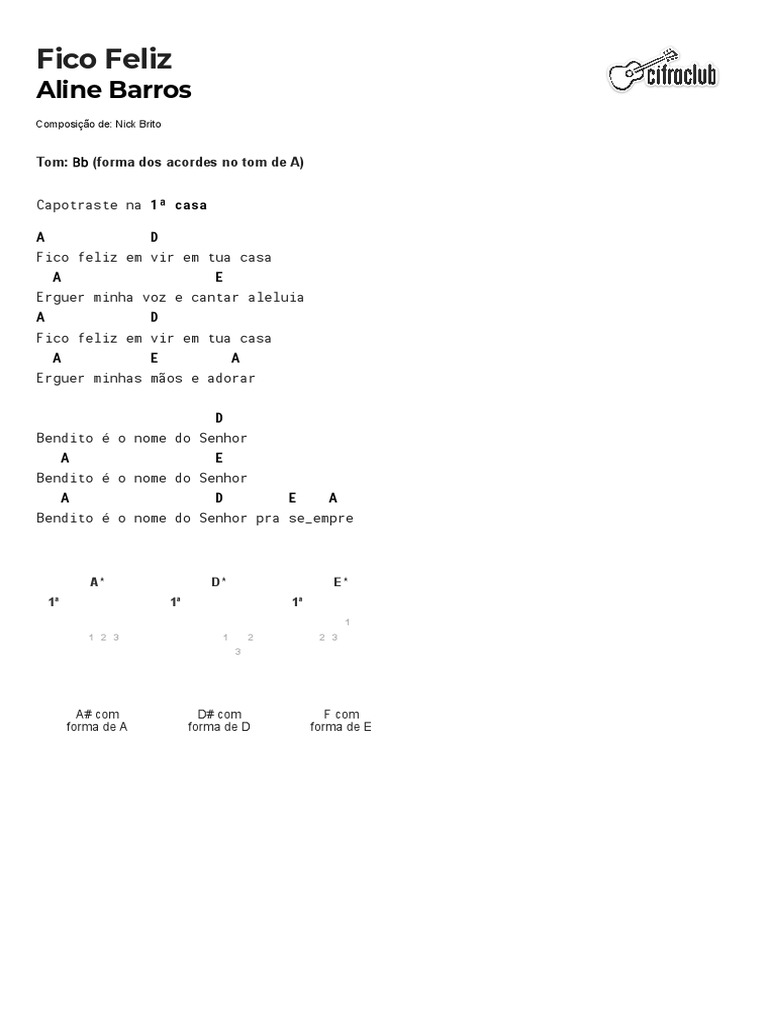 Cifra Club Aline Barros Fico Feliz PDF