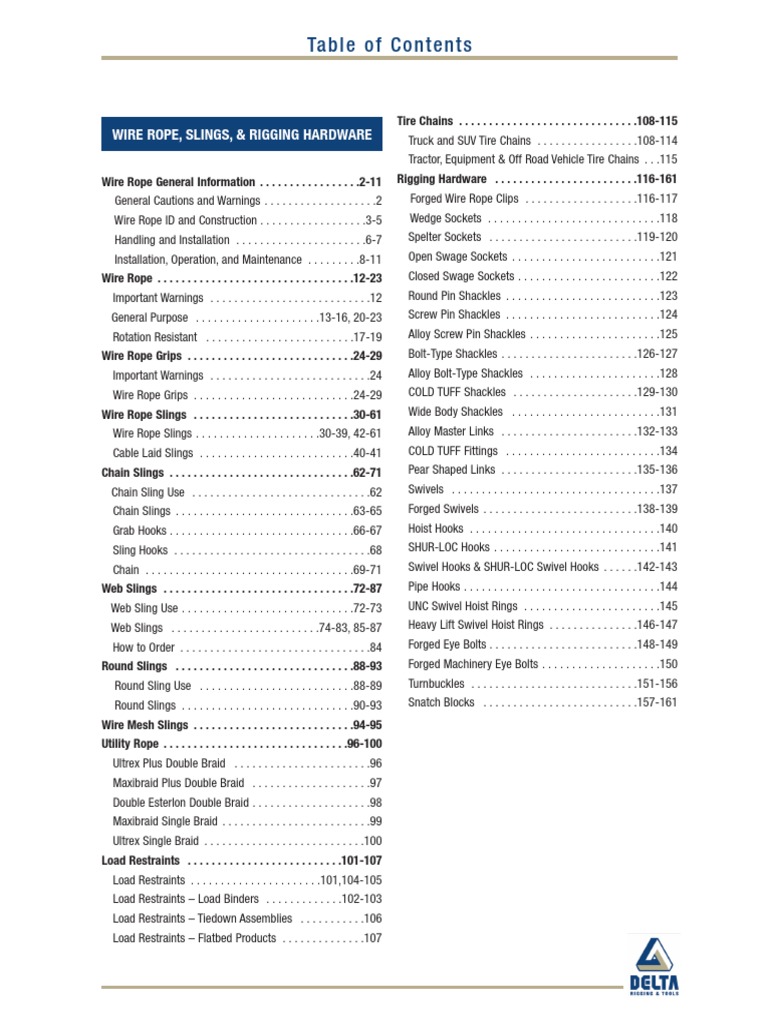 Delta Wire Rope Catalog PDF Rope Wire
