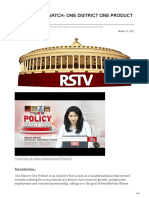 RSTV Policy Watch - One District One Product Scheme