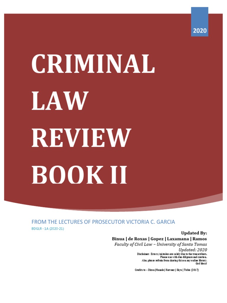 Prosec Notes 2020 | PDF | Treason | Crime & Violence