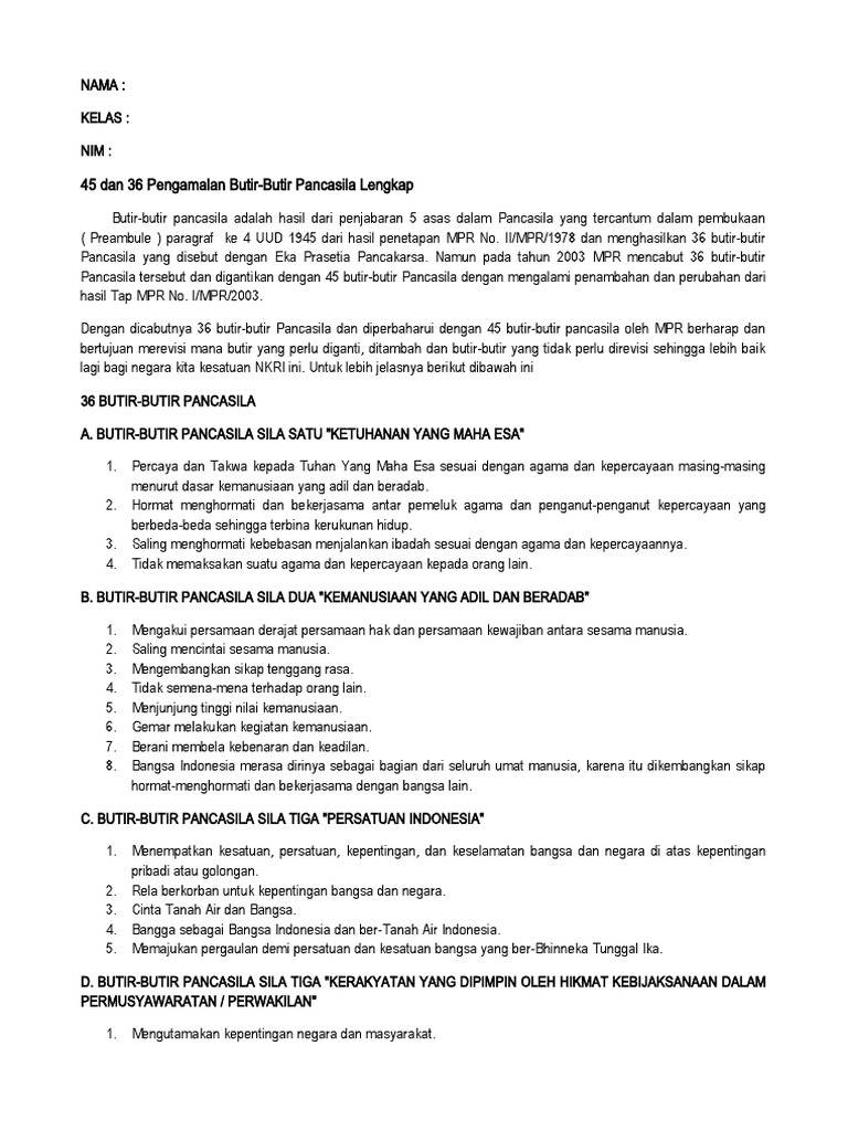 Perubahan Butir Pancasila 36 ke 45 | PDF