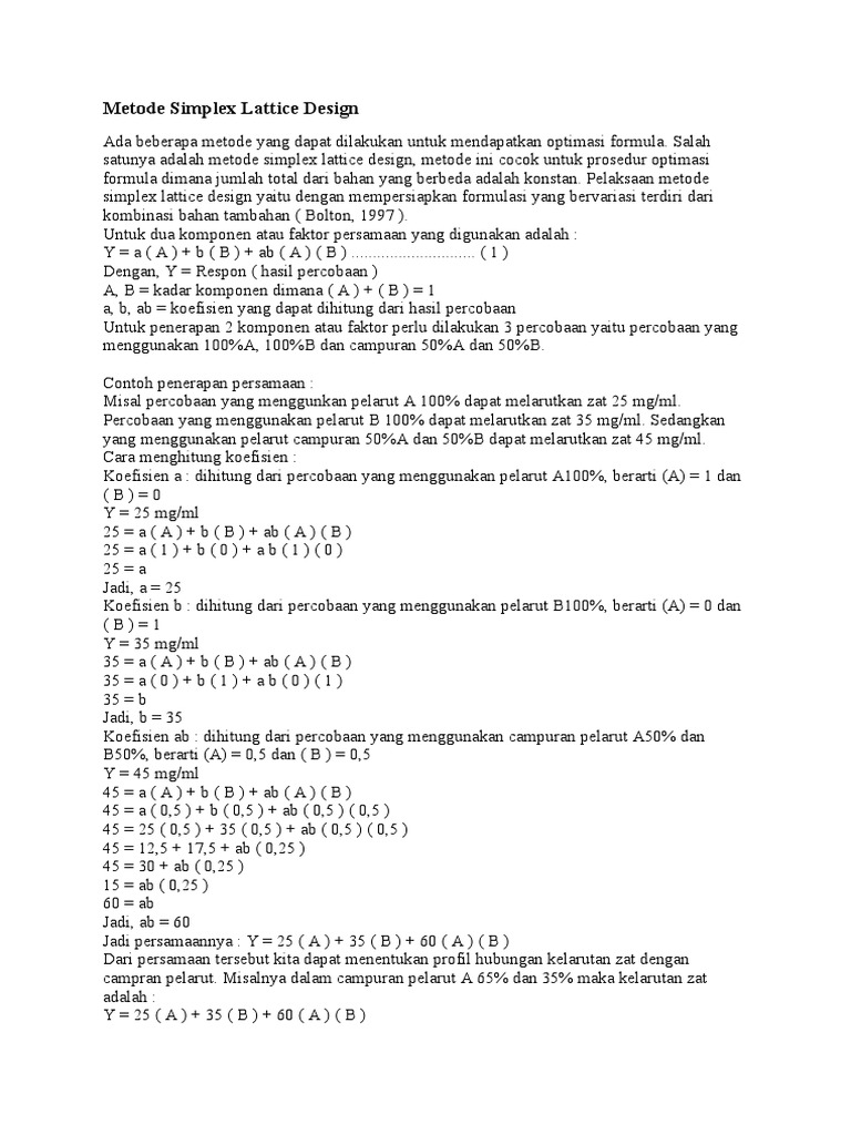 Metode Simplex Lattice Design | PDF