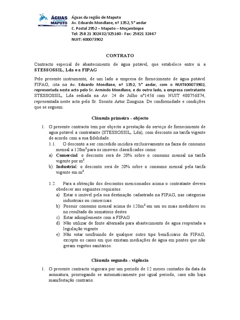 Contrato de Agua | PDF