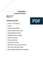 Ficha Tecnica Congelador Horizontal de Pilas Xxi 270 Litros