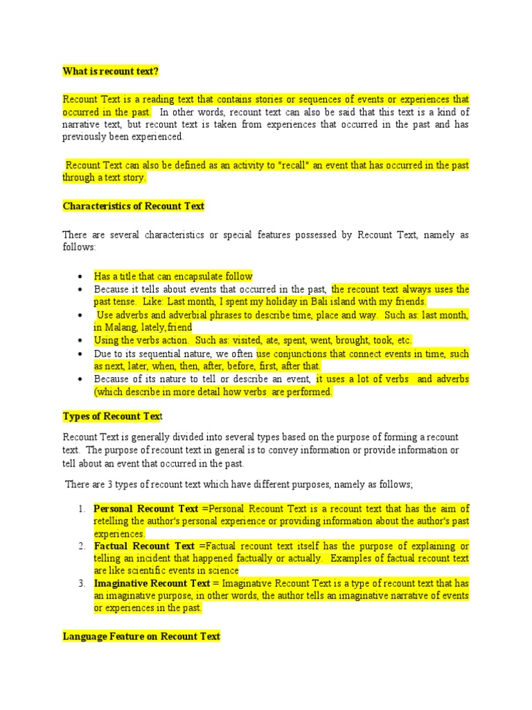 What Is Recount Text? | PDF | Grammatical Tense | Verb