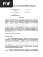 The Difficulties in Consecutive Interpreting Toward The Student'S Standpoint in Learning Interpreting Subject