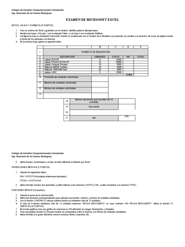 Examen Práctico de Microsoft Excel | PDF | Microsoft Excel | Informática
