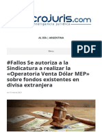 #Fallos Se Autoriza A La Sindicatura A Realizar La Operatoria Venta Dólar MEP