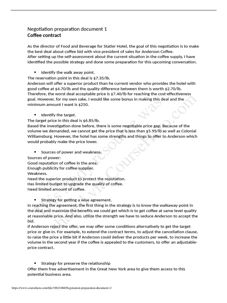 Negotiating a Superior Coffee Supply Preparing to Secure the Best Deal