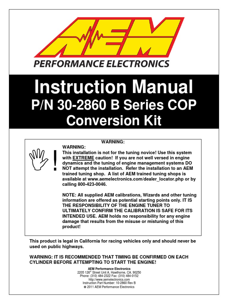 B Series Coil On Plug Conversion Guide | PDF | Distributor | Ignition ...