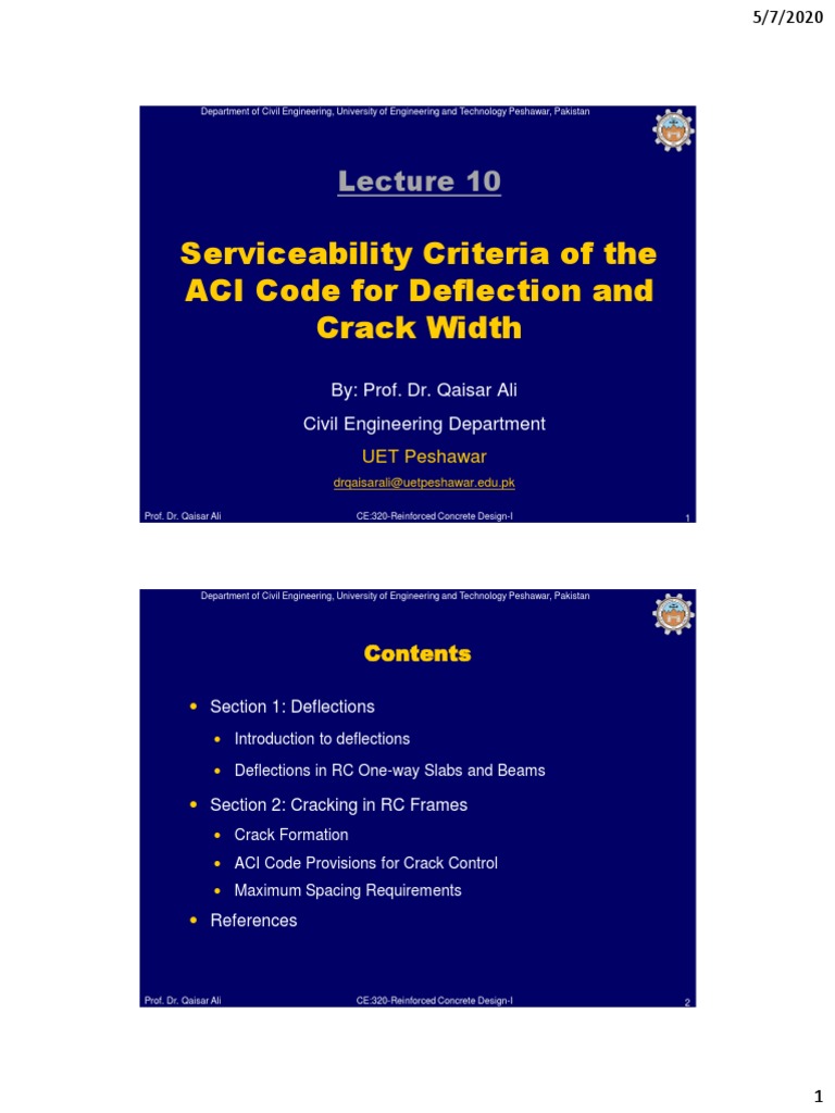ACI Serviceability Criteria for Deflection | PDF | Beam (Structure ...
