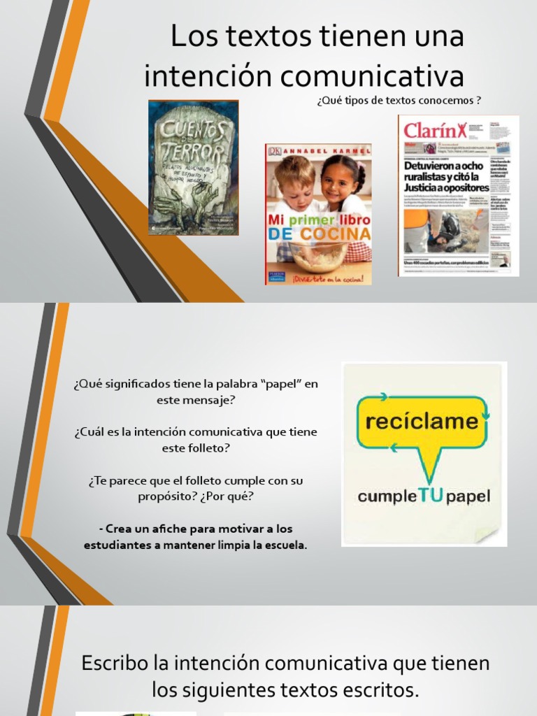 Los Textos Tienen Una Intención Comunicativa PDF