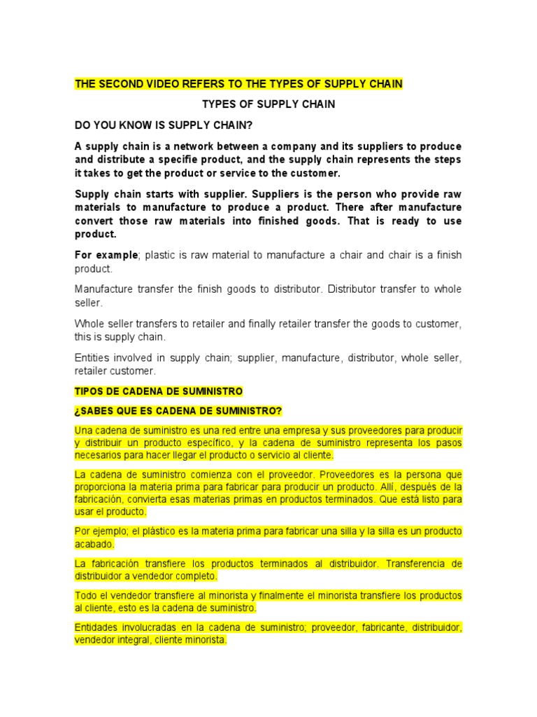Types of Supply Chain | PDF | Logistics | Supply Chain