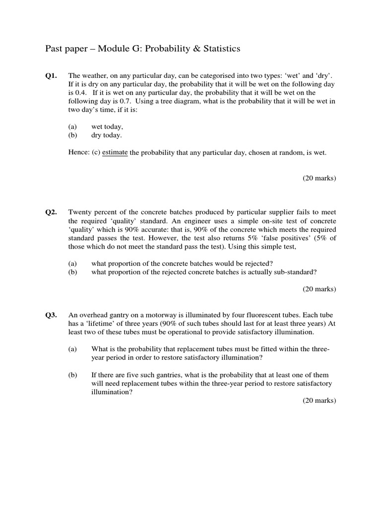 Probability & Statistics Past Paper | PDF | Normal Distribution ...