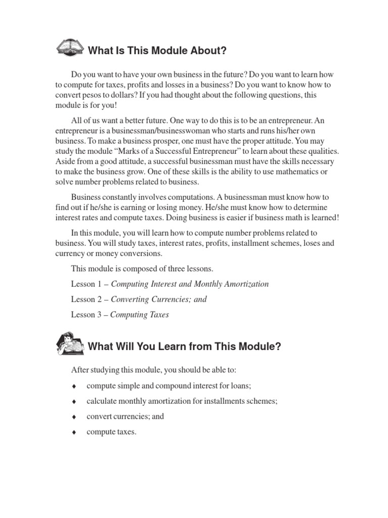 Business Math: Interest and Taxes Module | PDF | Compound Interest ...