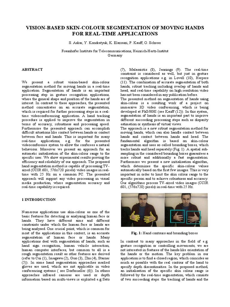 Real-Time Skin-Colour Segmentation for Hands | PDF | Image Segmentation ...