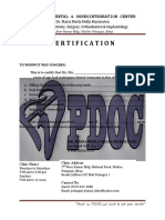 Certification: Polangui Dental & Osseointegration Center