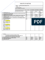 Minutes of Meeting: No Issue PIC Date Open Date Target Date Close