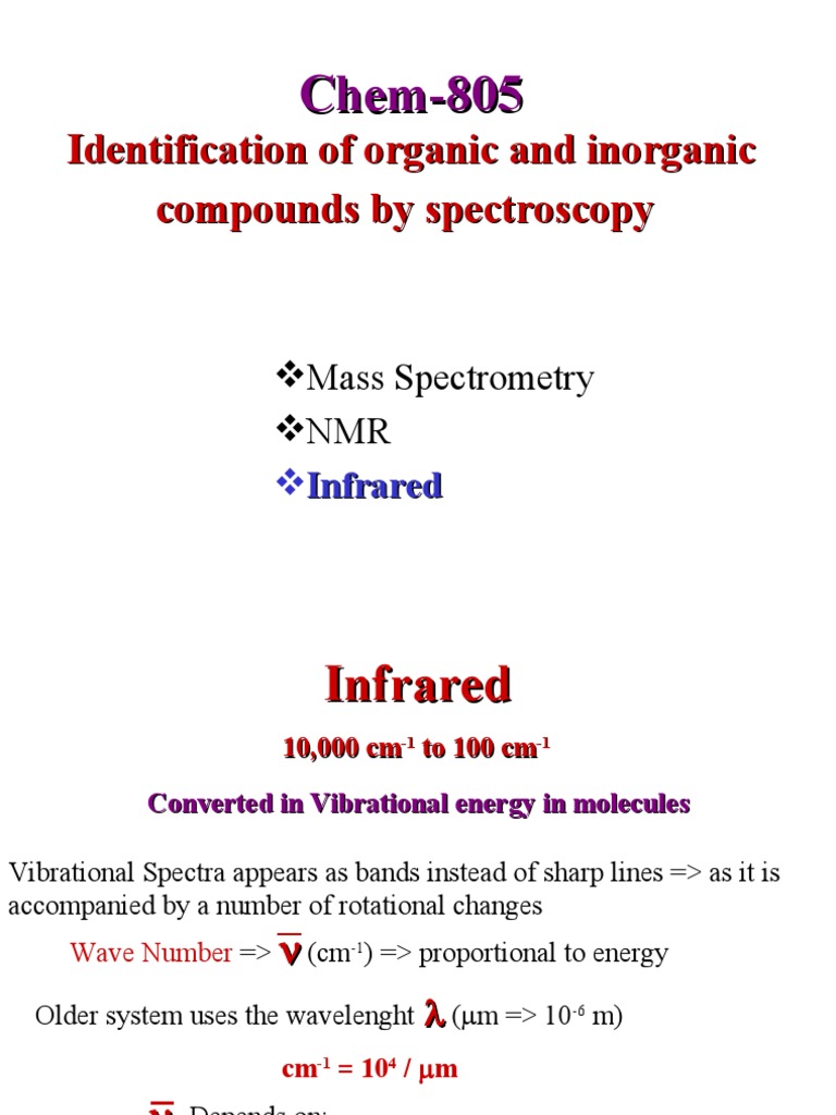 Spectroscopic Identification Techniques | PDF | Infrared Spectroscopy ...