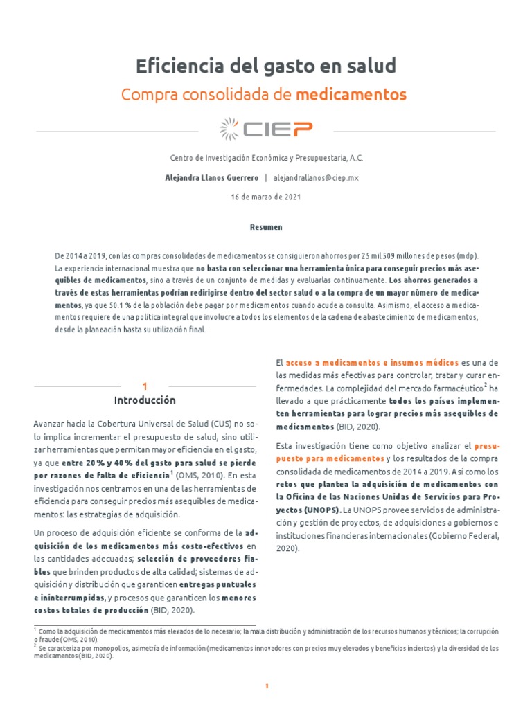 Eficiencia Del Gasto en Salud: Compra Consolidada de Medicamentos | PDF ...