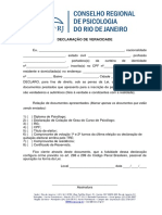 Declaração de veracidade para registro de psicólogo