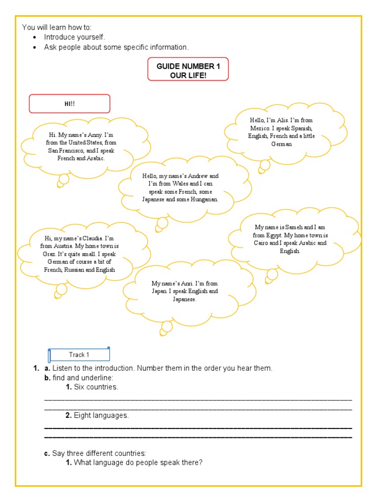 Guide 1 Our Life Pdf English Language Linguistics