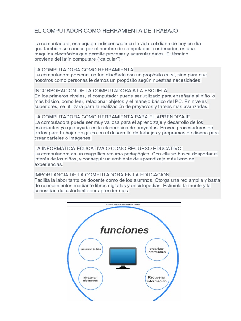 La computadora como herramienta de aprendizaje | PDF | Supercomputadora ...