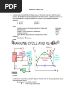 Problems On Reheat Cycle