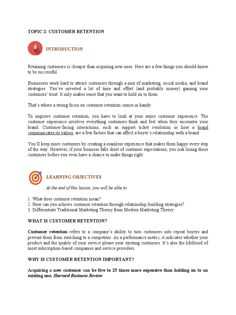 Topic 2 CUSTOMER RETENTION | PDF | Advertising | Digital Marketing