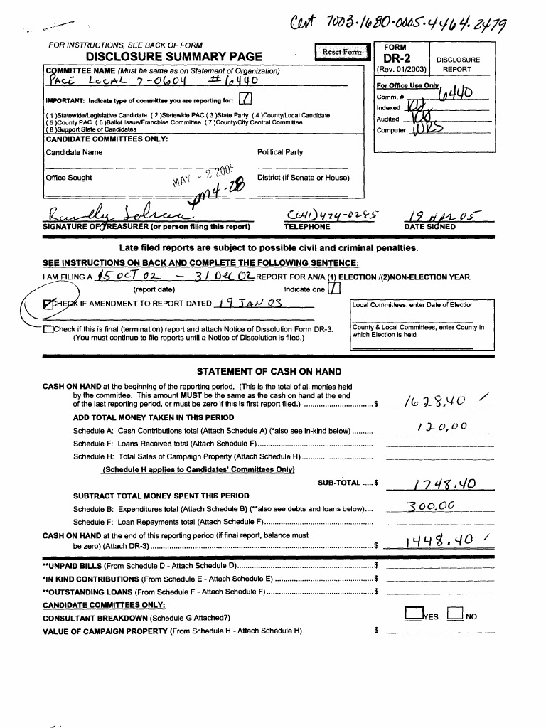 Campaign Finance Disclosure Report | PDF | Political Action Committee ...