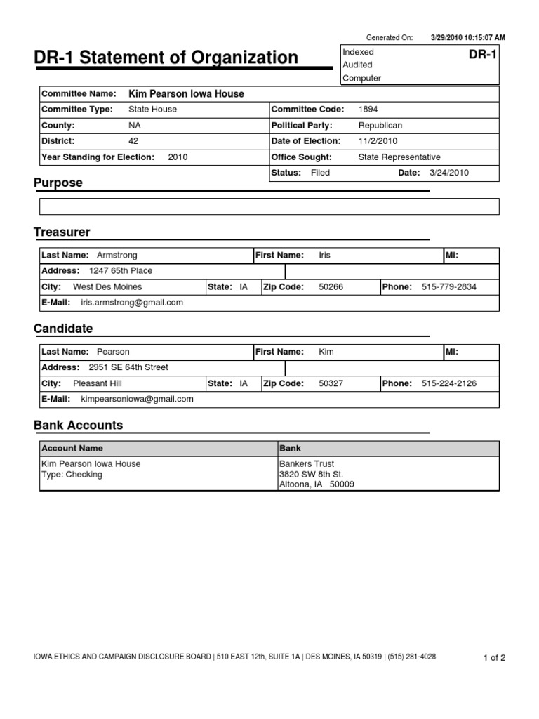 Pearson, Kim Kim Pearson Iowa House 1894 DR1 03242010 PDF