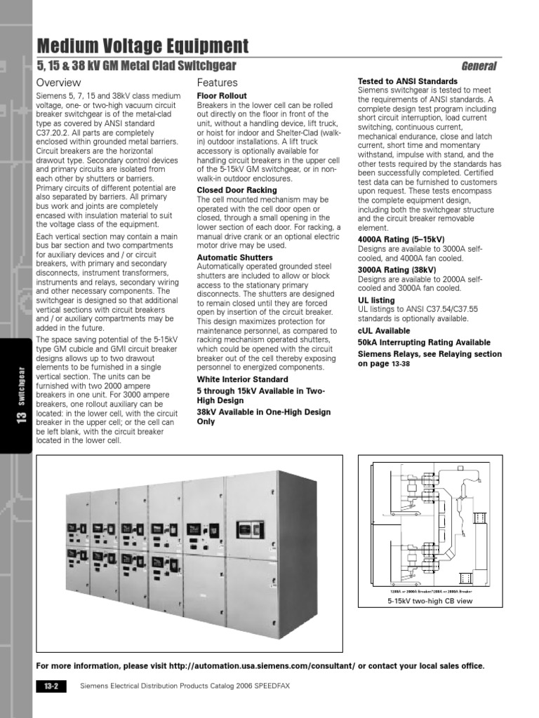 Siemens Medium Voltage SWGR | PDF | Equipment | Electrical Equipment