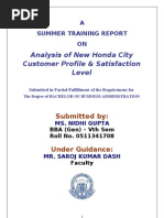Download ANALYSIS OF NEW HONDA CITY CUSTOMER PROFILE  SATISFACTION LEVEL by Sonu Affriya SN49908639 doc pdf