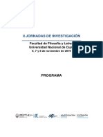 II JORNADAS DE INVESTIGACIÓN FFyL - Programa 2019