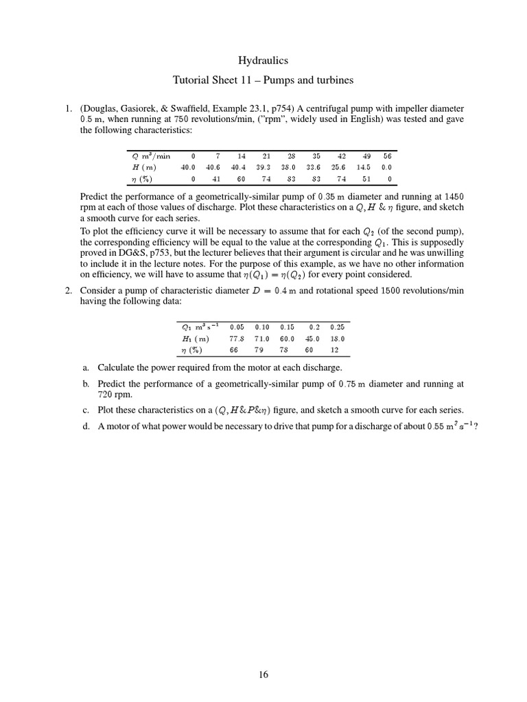 Pumps and Turbines Performance Analysis | PDF | Technology & Engineering