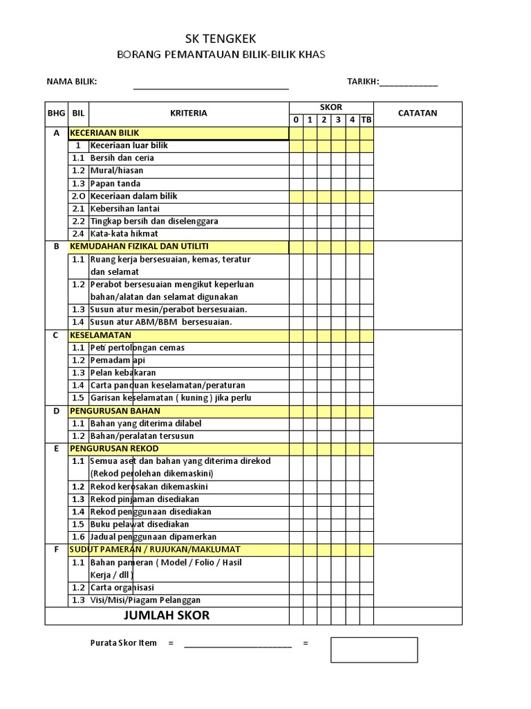 Borang-Pemantauan-Bilik-Khas | PDF